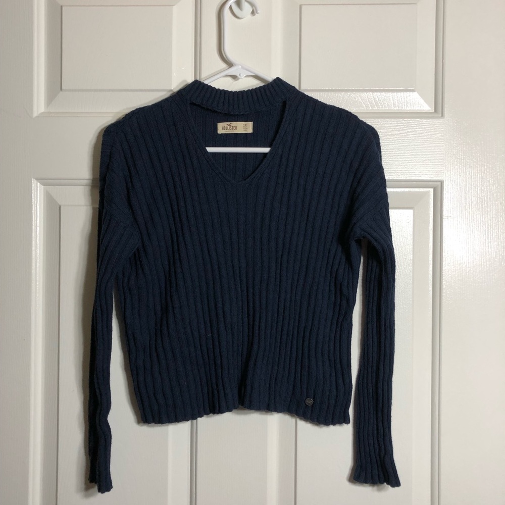 Hollister top blue knit sweater size x small